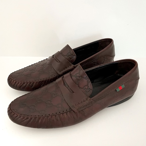Gucci Other - Gucci Brown Guccissima Leather Interlocking G Penny Loafers Size 9.5 G